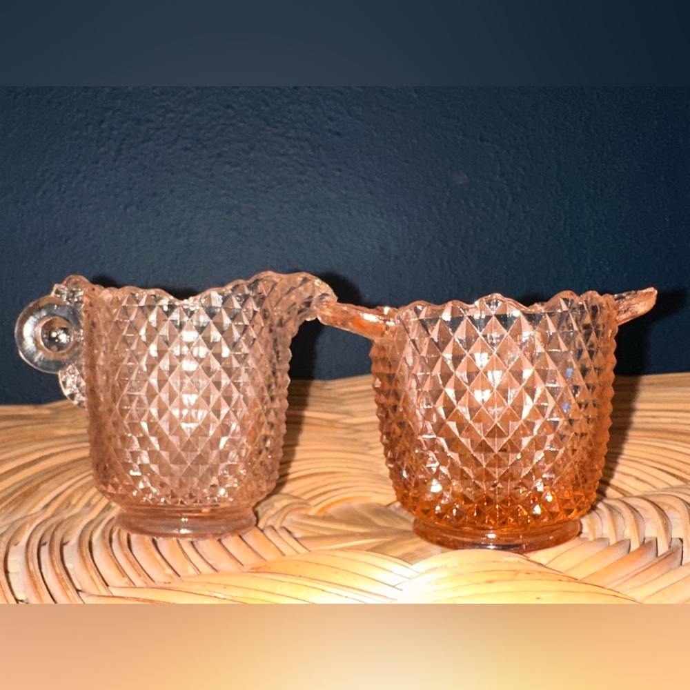 Vintage Westmoreland Pink Glass Creamer and Sugar Set